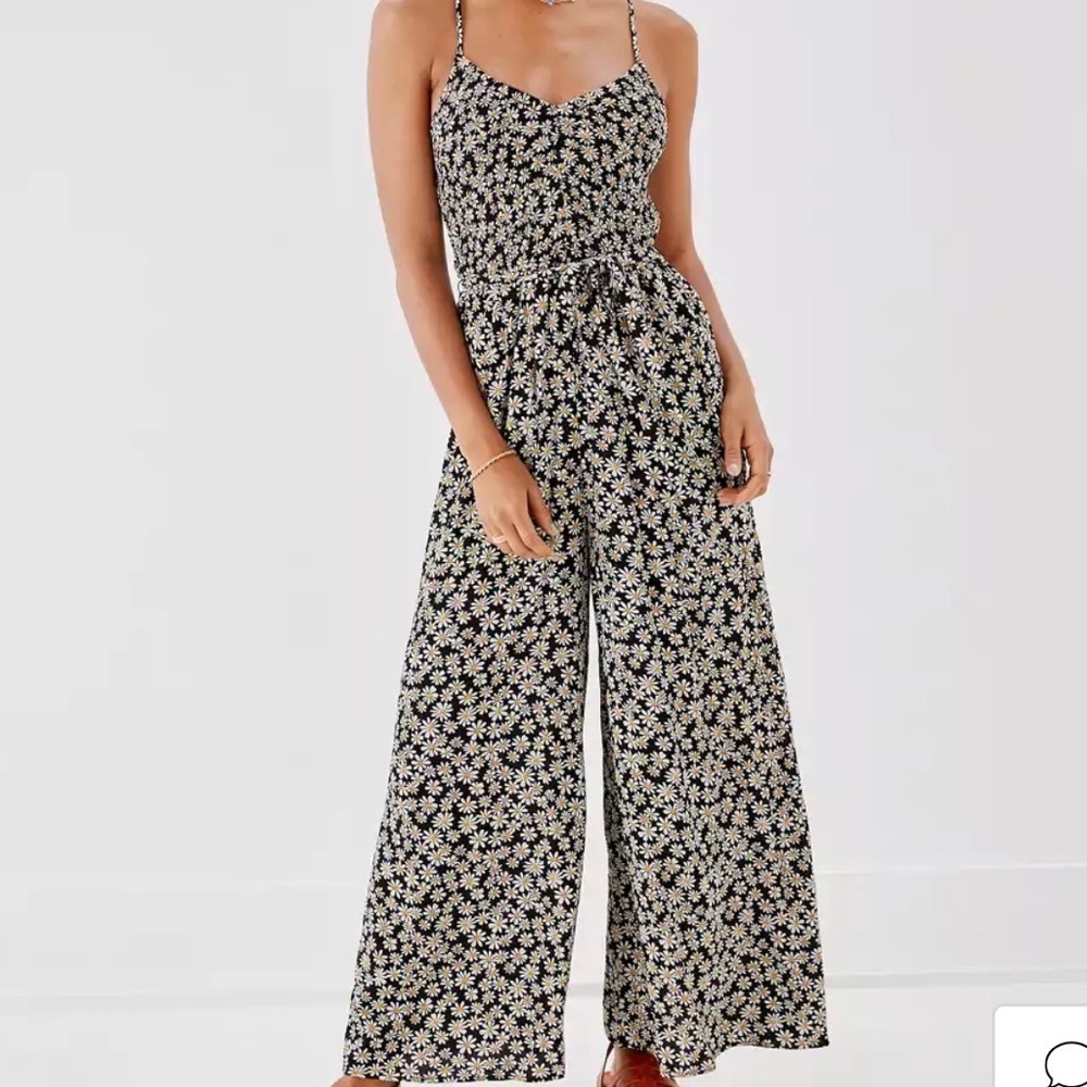 AE Floral Smocked V Neck Jumpsuit